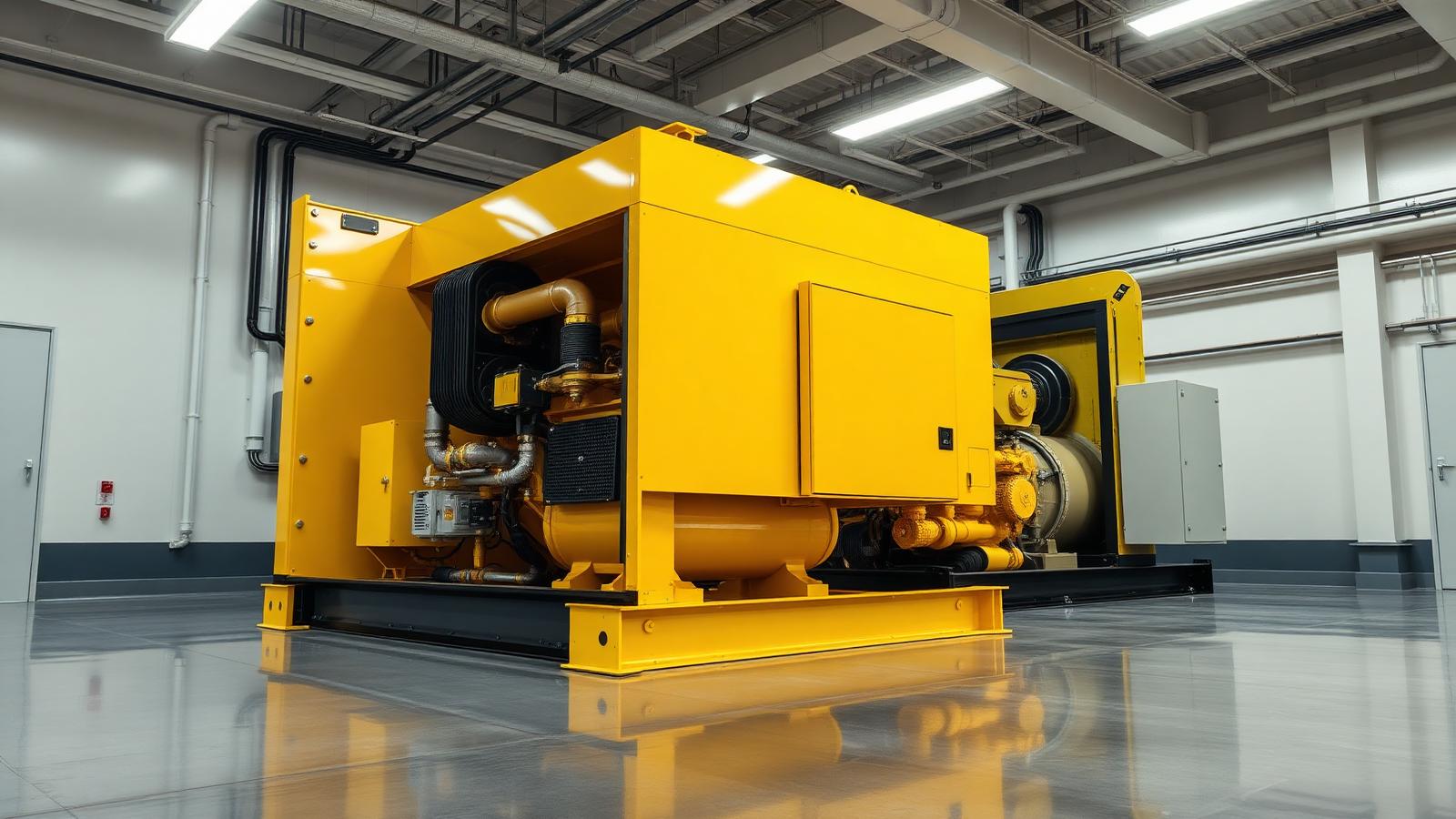 Industrial backup generator in a clean engine room