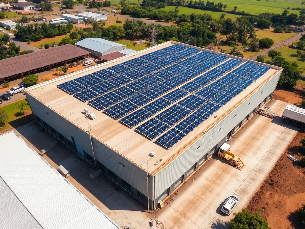 Large Kenyan industrial facility with 50kW+ rooftop solar installation